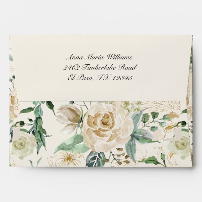 Elegant Floral Gold Pattern Wedding Invitation     Envelope (Back (Top Flap))