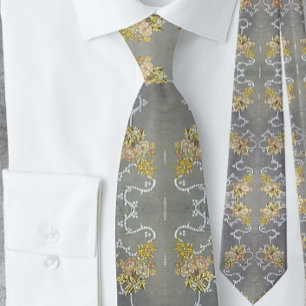 Elegant Floral Gold Silver Vintage Pattern  Tie