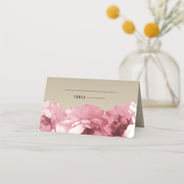 Élégant floral | Gold Table Place Cartes (Devant)