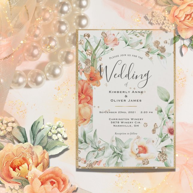 Elegant Floral Gold Wedding Invitation (Creator Uploaded)