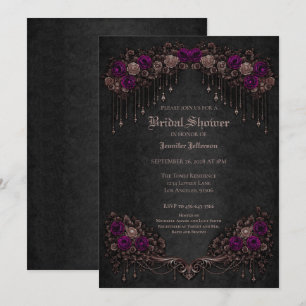 Elegant floral Gothic Bridal Shower Announcement