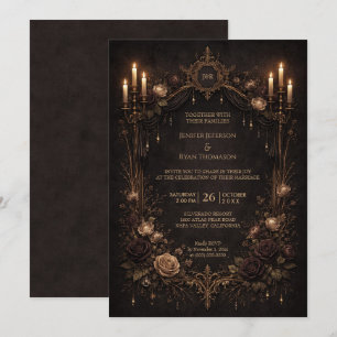 Elegant floral gothic halloween wedding Invitation