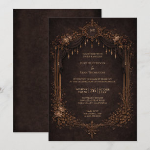 Elegant floral gothic halloween wedding Invitation