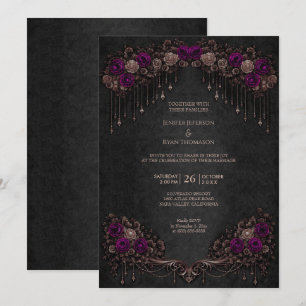 Elegant floral gothic halloween wedding Invitation