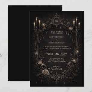 Elegant floral gothic halloween wedding Invitation