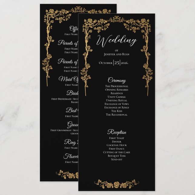 Elegant floral Gothic Wedding Program (Front/Back)