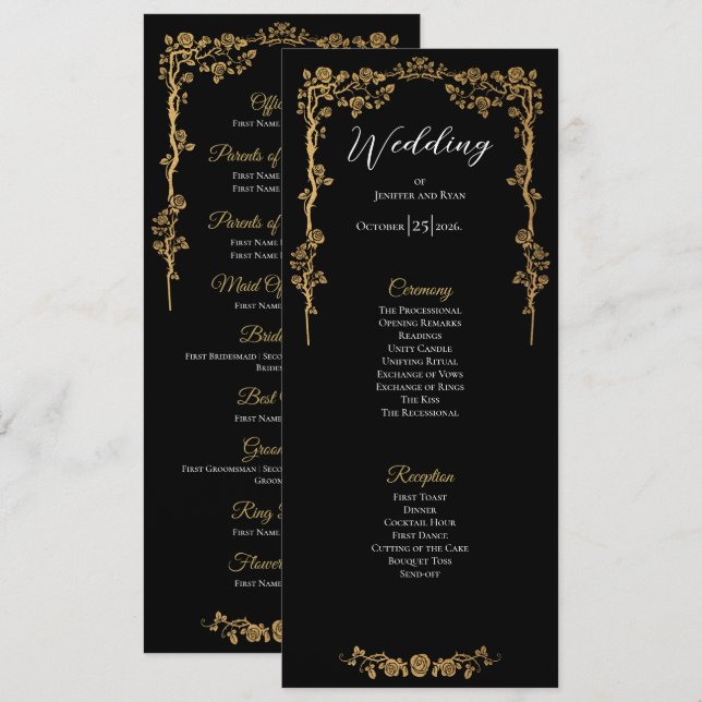 Elegant floral Gothic Wedding Program (Front/Back)