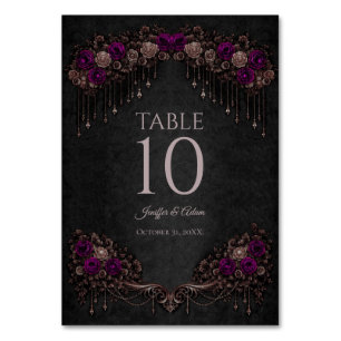 Elegant floral Gothic Wedding Table number