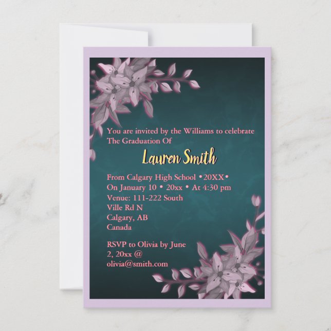 Elegant Floral Graduation Invitation (Front)