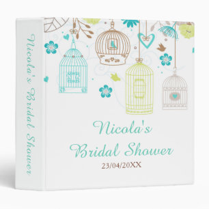 Elegant Floral Green and Blue Bridal Shower Photo Binder