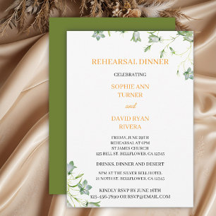 Elegant Floral Green Bellflower Rehearsal Dinner Invitation