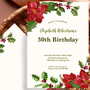 Elegant Floral Greenery 30th Birthday Invitation