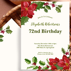 Elegant Floral Greenery 72nd Birthday Invitation