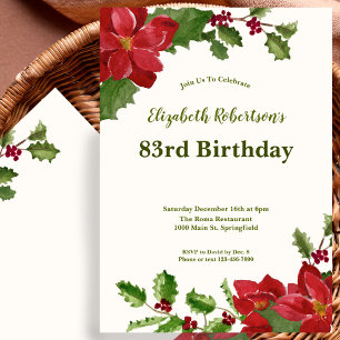 Elegant Floral Greenery 83rd Birthday Invitation