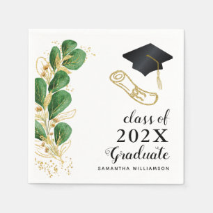 Elegant Floral Greenery Class of 2024 Graduation Napkin