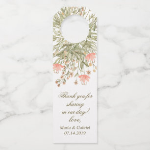 Elegant Floral Greenery. Country wedding Bottle Tag
