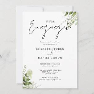 Elegant Floral Greenery Engagement Party Invitation
