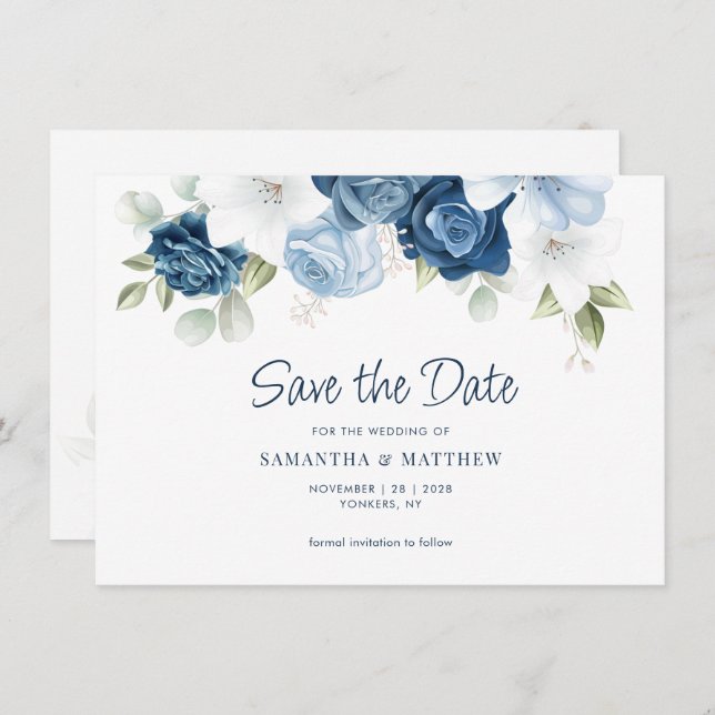 Elegant Floral Greenery Wedding Save The Date (Front/Back)