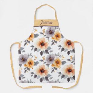 Elegant Floral grey Personalized Apron