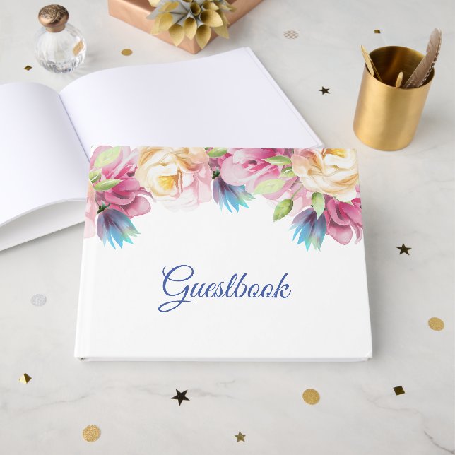 Elegant Floral Guest Book (Front Open)