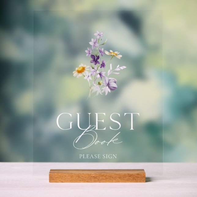 Elegant Floral Guest Book Sign (Neutral)