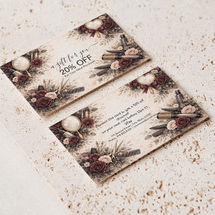 Elegant Floral Hairstylist Business Discount Card