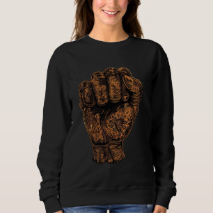 Elegant Floral Hand Clenched Melanin Black Empower Sweatshirt