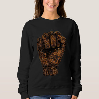 Elegant Floral Hand Clenched Melanin Black Empower Sweatshirt