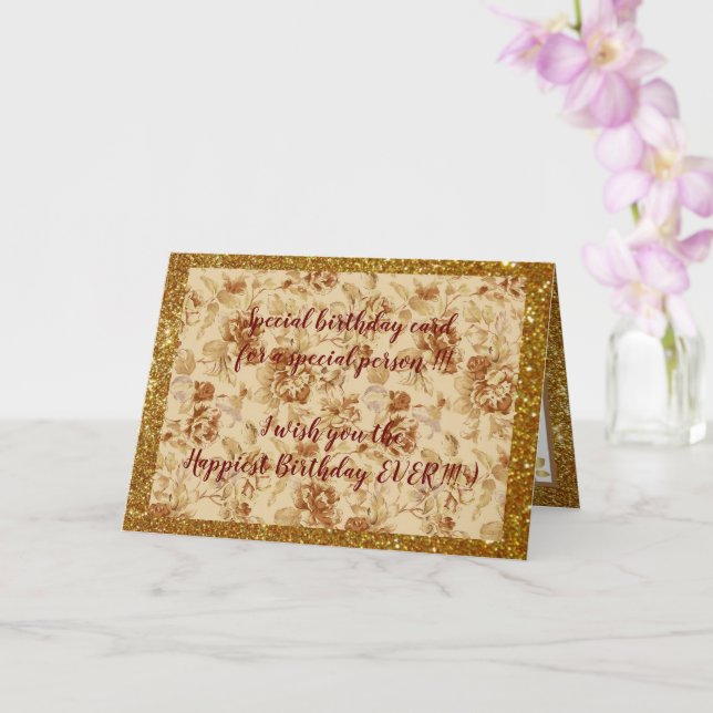 Elegant Floral Happiest Birthday Card (Orchid)