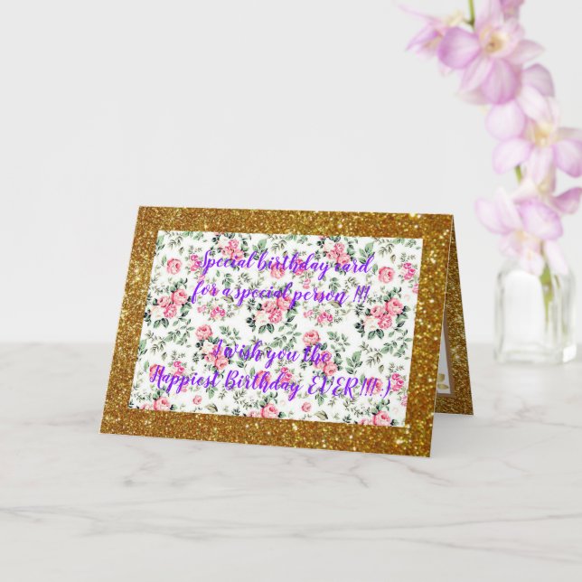 Elegant Floral Happiest Birthday Card (Orchid)