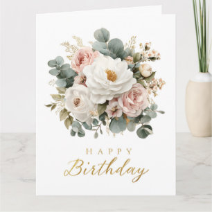 Elegant Floral "Happy Birthday" Card