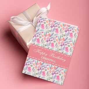 Elegant Floral Happy Birthday Card