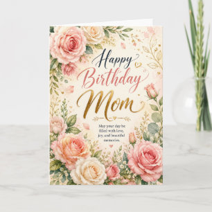 Elegant Floral Happy Birthday Card for Mom