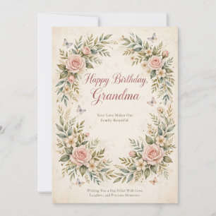 Elegant Floral Happy Birthday Grandma Card