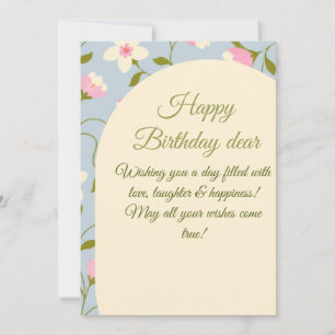 Elegant Floral Happy Birthday Greeting Card