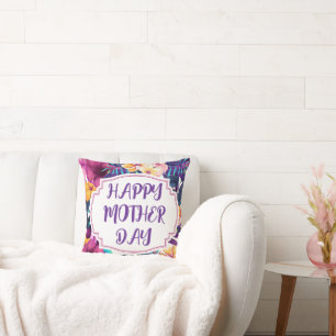 Elegant Floral Happy Mother’s Day Personalized Nam Throw Pillow
