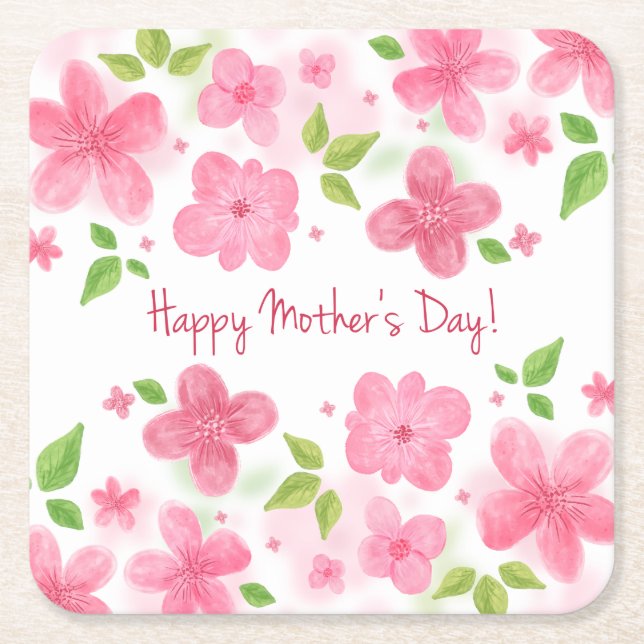 Elegant Floral Happy Mother's Day | Coaster (Front)