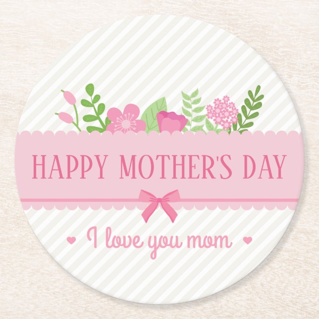 Elegant Floral Happy Mother's Day | Coaster (Front)