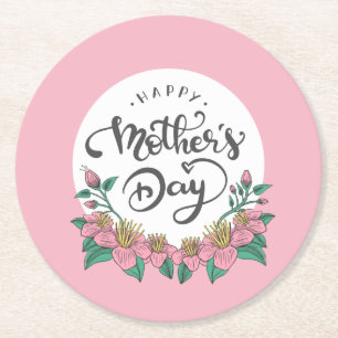 Elegant Floral Happy Mother's Day   Coaster