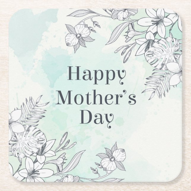 Elegant Floral Happy Mother's Day | Coaster (Front)