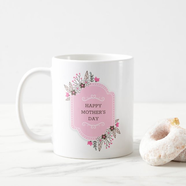 Elegant Floral Happy Mother's Day | Coffee Mug (With Donut)