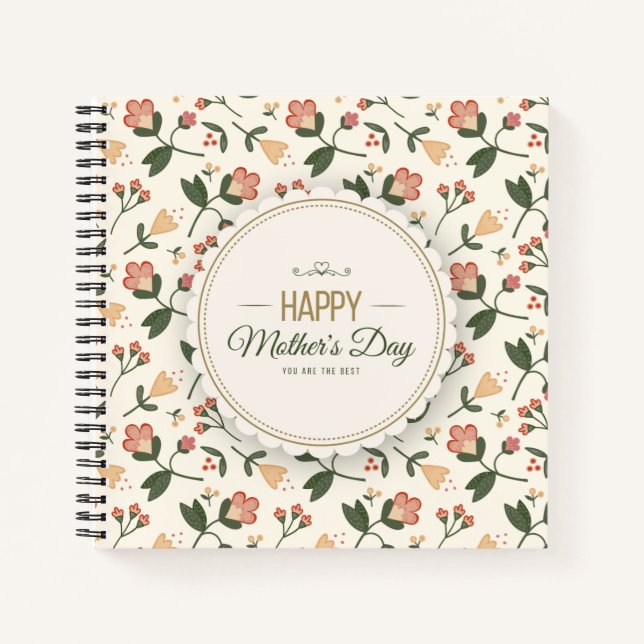 Elegant Floral Happy Mother's Day Guestbook Notebook (Front)