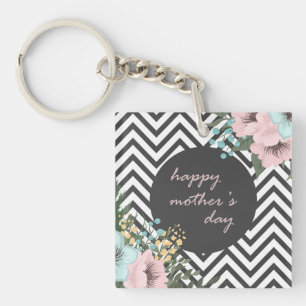Elegant Floral Happy Mother's Day Keychain