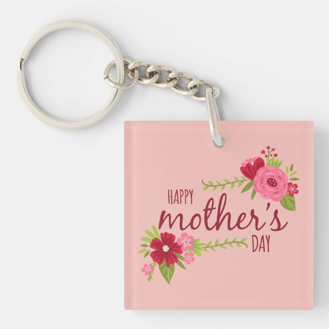 Elegant Floral Happy Mother's Day | Keychain (Front)