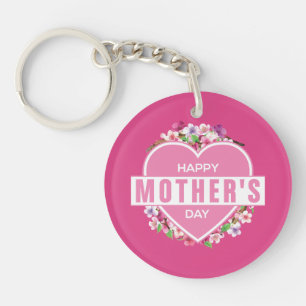 Elegant Floral Happy Mother's Day Keychain