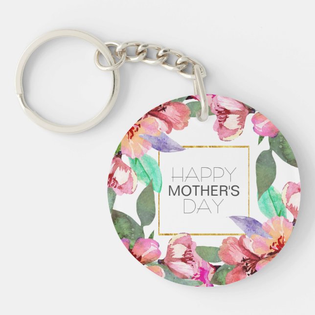 Elegant Floral Happy Mother's Day | Keychain (Front)