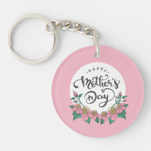Elegant Floral Happy Mother's Day Keychain
