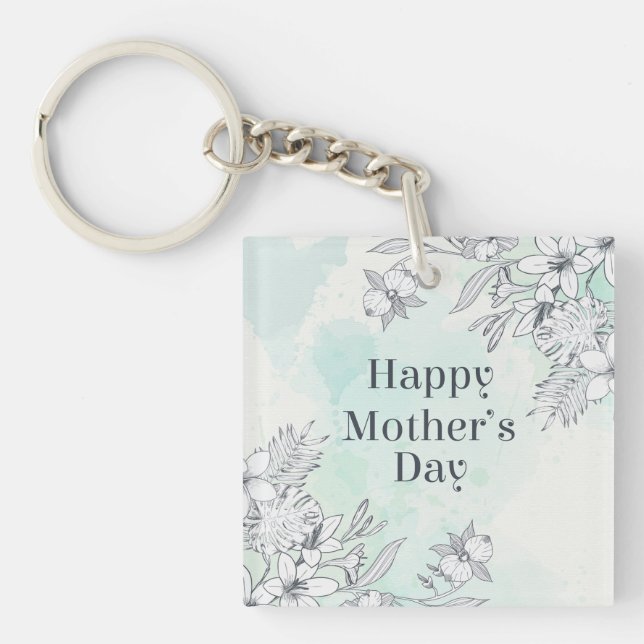Elegant Floral Happy Mother's Day | Keychain (Front)