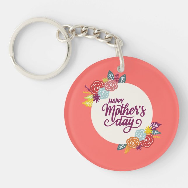 Elegant Floral Happy Mother's Day | Keychain (Front)