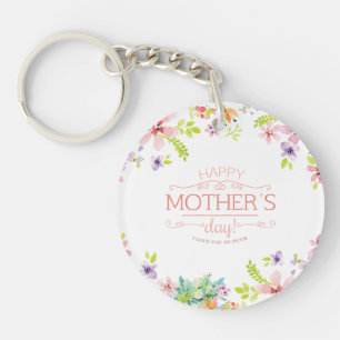Elegant Floral Happy Mother's Day Keychain